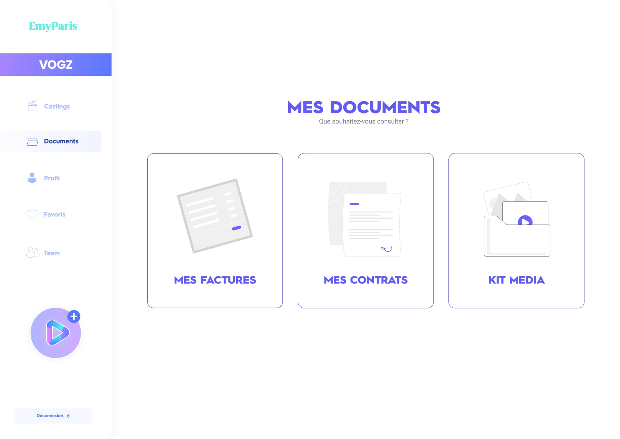 capture d'écran section documents